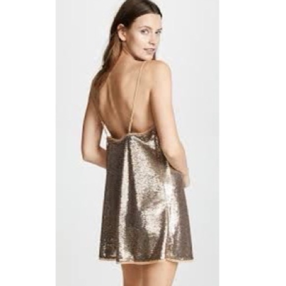 Free People Gold Sequin Slip Dress